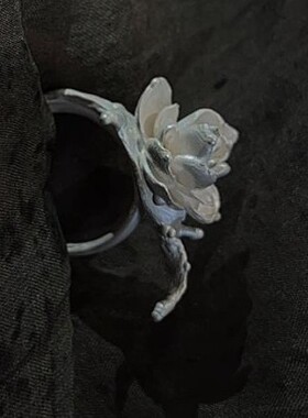 《茉莉》戒指  烧白工艺 开口可调节日常通勤花瓣戒指出片