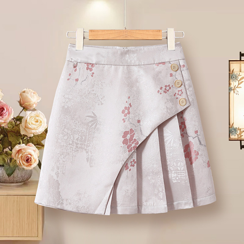 2025新款国风大码半身裙新品榜西装a字复古夏季拼接半身裙a字包臀