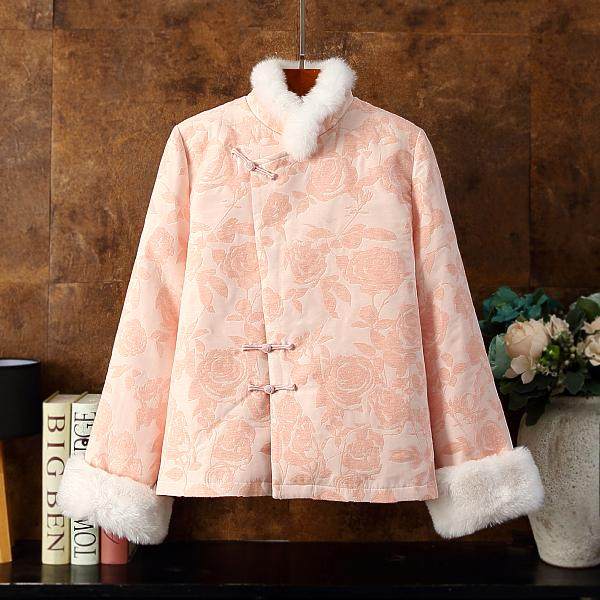 新款唐装女羽绒服冬季外套气质百搭提花加厚保暖高级感獭兔毛立领,女装/女士精品,羽绒服,淘宝优惠券,粉丝福利购,淘宝优惠卷