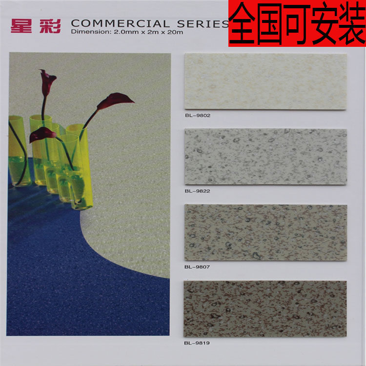 宝丽龙星彩环保商用防水耐磨PVC塑胶地板 塑料地板革防滑塑胶地板