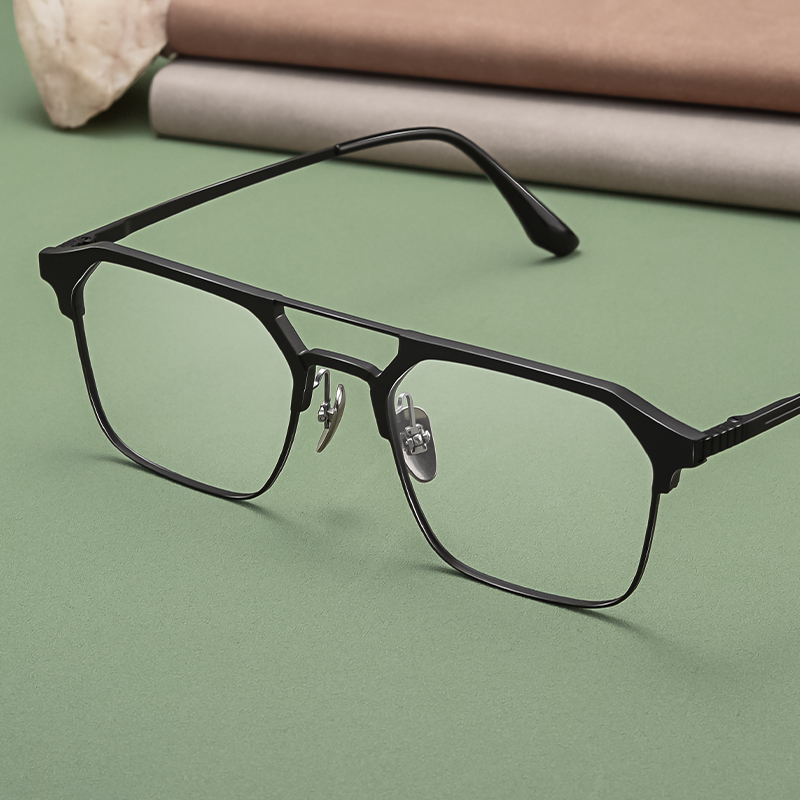 超轻纯钛双梁飞行员铝镁近视眼镜