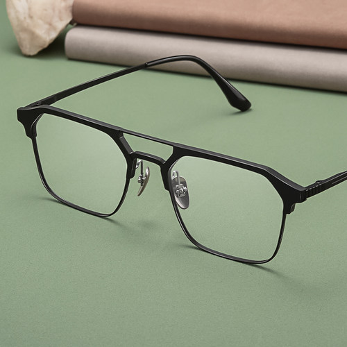 超轻纯钛双梁飞行员铝镁近视眼镜