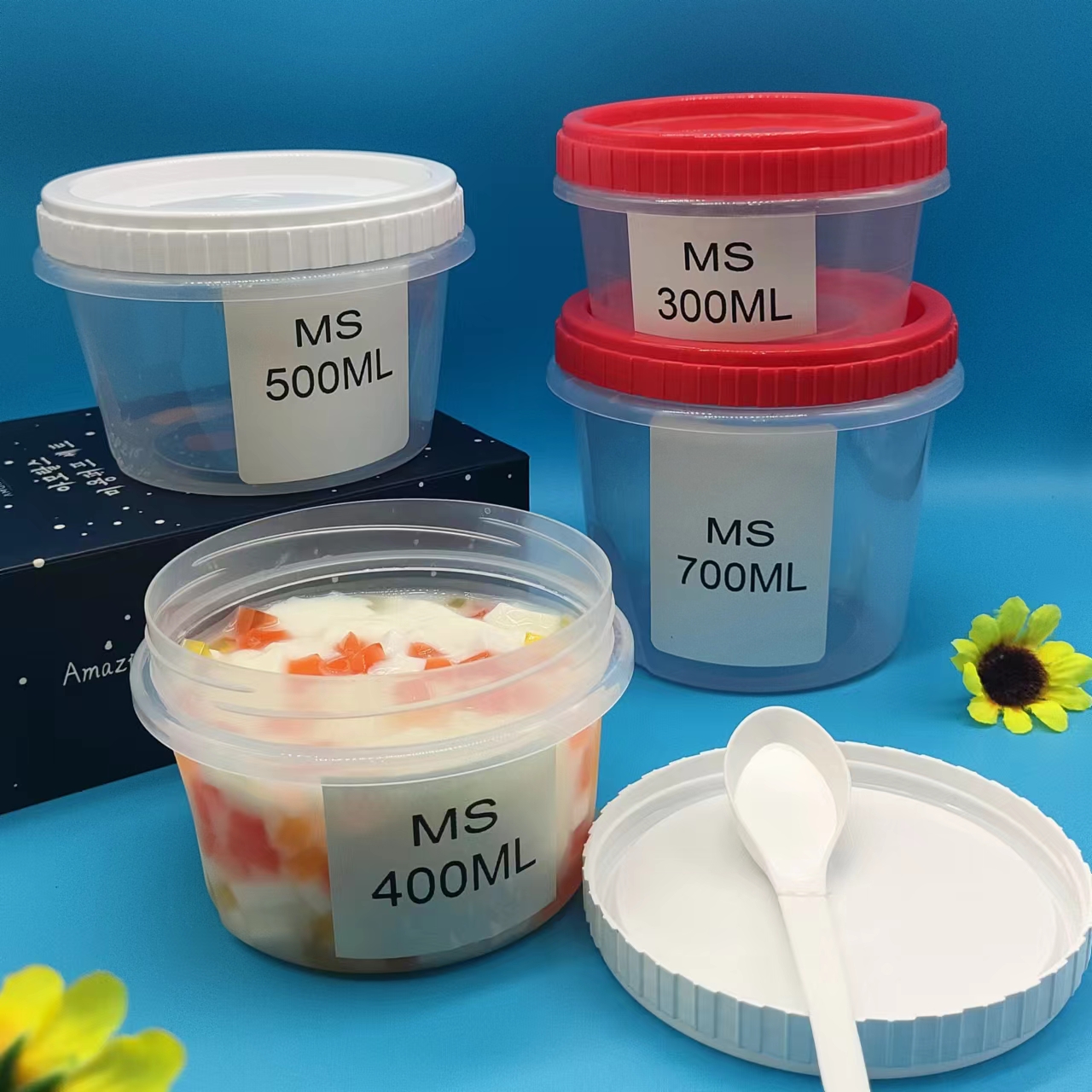 打包盒圆形塑料可微波冷藏防漏