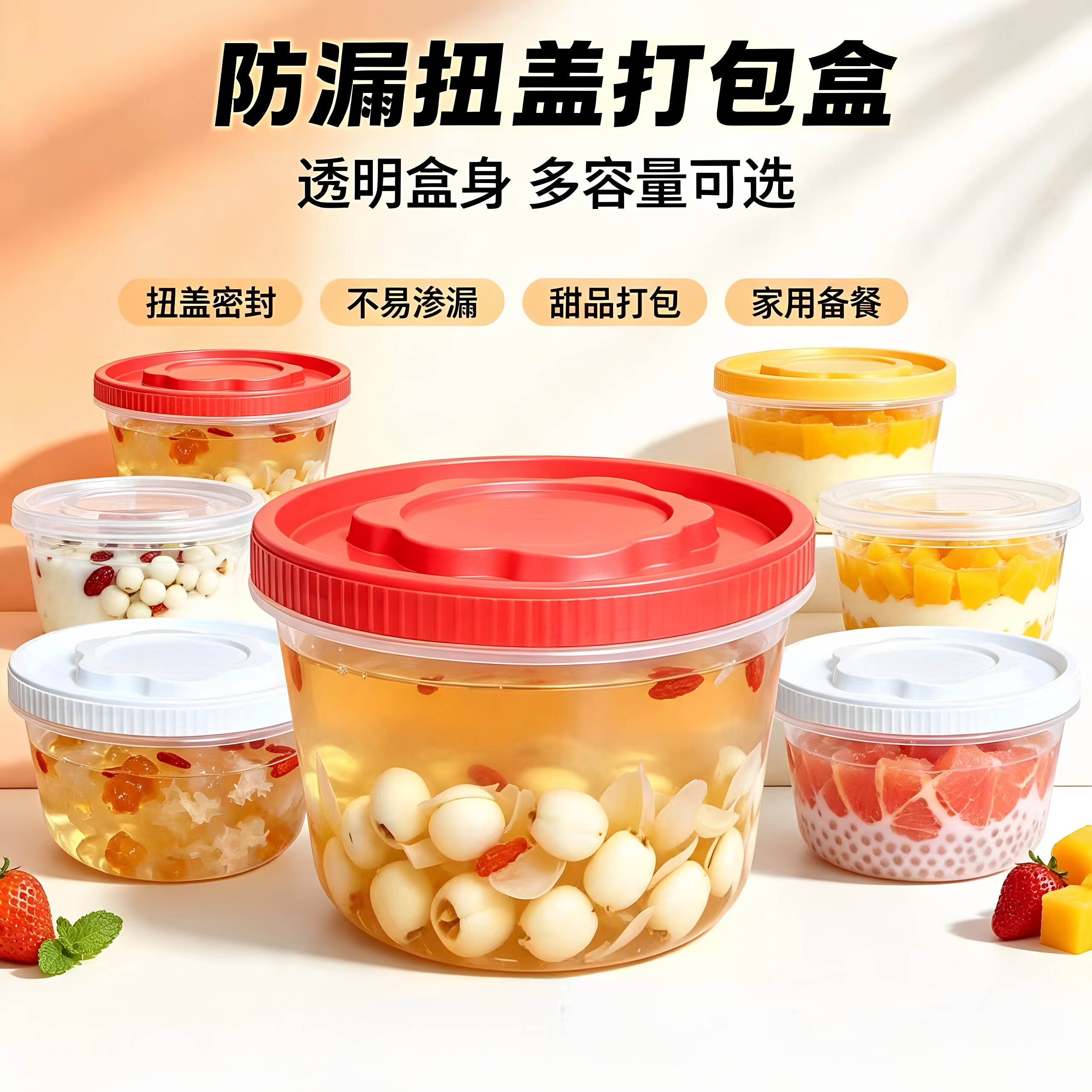 一次性双皮奶炖汤甜酒外卖盒图片