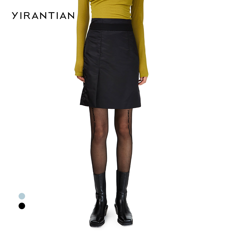 【YIRANTIAN】休闲潮流修身气质高腰开叉半身裙包臀短裙女士
