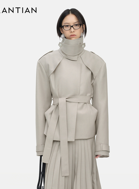 【YIRANTIAN】2025秋冬新款明星同款高立领廓形CIPHER短风衣外套