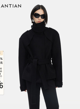 【YIRANTIAN】设计师冬款简约高级保暖羊毛廓形CIPHER短风衣女