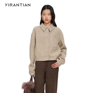 简约高级休闲翻领短夹克双面毛呢外套女 设计秋款 YIRANTIAN