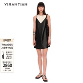 休闲女装 YIRANTIAN 潮流独特别致通勤简约气质黑色吊带连衣裙