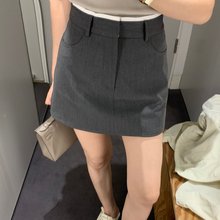 花伦家小个子薄款高级感高腰灰色百搭短款西装裙裤女2023夏季新款