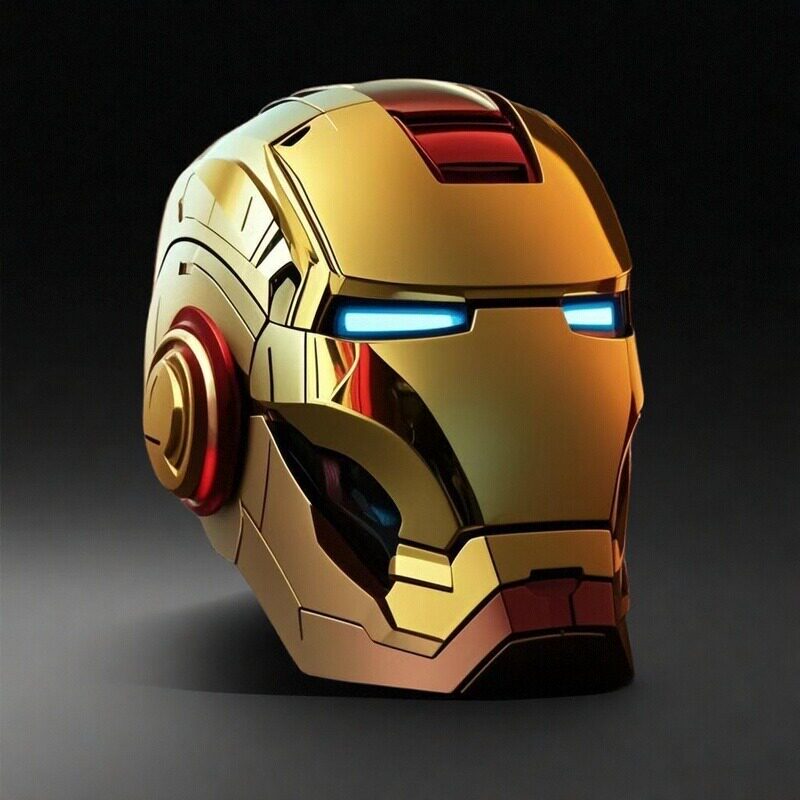 2025年新款钢铁侠头盔黑金色 黑银色 电动头盔声控语音机器面罩