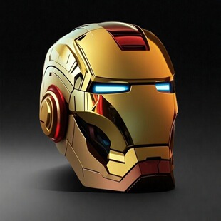 2025年新款钢铁侠头盔黑金色 黑银色 电动头盔声控语音机器面罩