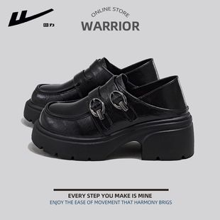 回力黑色乐福鞋女款2026春季爆款时尚百搭厚底英伦风软底小皮鞋子