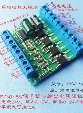 电压转电压模块 电压/电流放大器 0~5v 转0~12V 0到24V 信号放大
