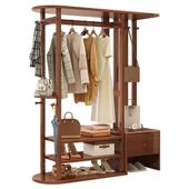 实木衣帽架落地卧室家用挂衣架鞋 架一体置物架客厅入户玄关收纳