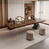 现代简约实木茶桌椅组合客厅茶台办公室家用轻奢亚克力泡茶桌