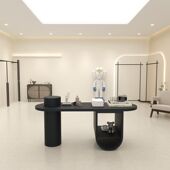 服装 包饰品陈列道具靠墙展示 店中岛展示桌花店黑色流水台展示台鞋