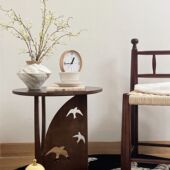 北欧圆形实木边几几何设计师角几黑色简约茶几沙发边桌卧室床头桌
