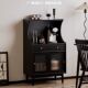 实木餐边柜现代简约客厅茶水柜多功能轻奢酒柜黑色一体收纳柜高档