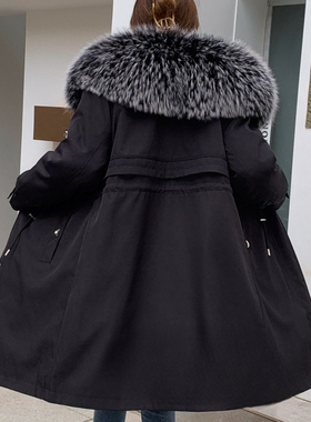 过膝长款派克服外壳2023新款替换外皮可拆卸皮草通用外套女秋冬款