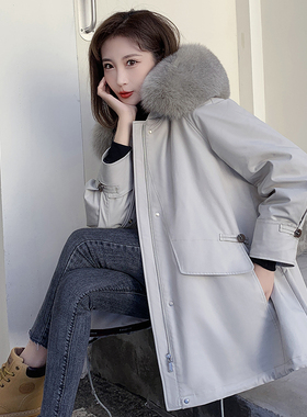 短款派克服替换外壳2022新款皮草外套 韩版宽松可拆卸通用外皮女