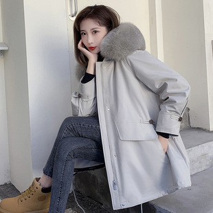 短款派克服替换外壳2022新款皮草外套 韩版宽松可拆卸通用外皮女