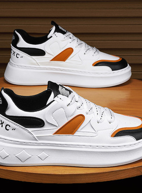 康奈官方正品小白鞋男款秋季潮流百搭学生白鞋高级感白色板鞋增高