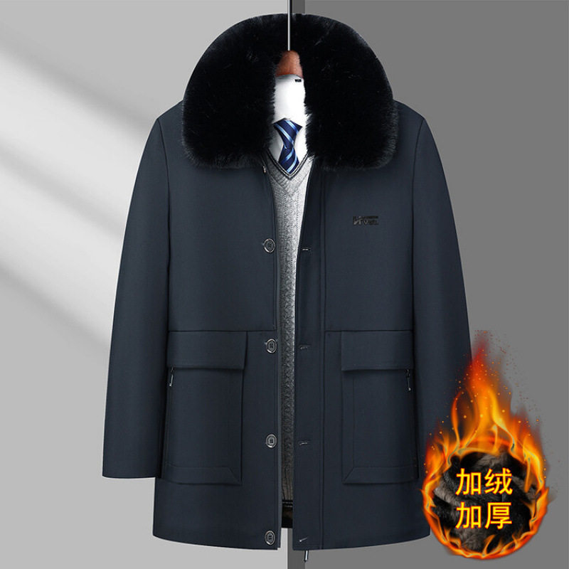 恒源祥爸爸棉衣中长款冬季加绒加厚毛领可拆卸中老年人棉服男装外,男装,皮草,淘宝优惠券,粉丝福利购,淘宝优惠卷