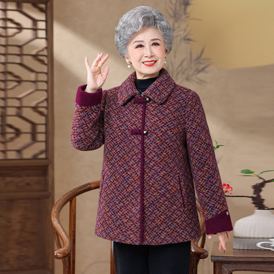 恒源祥妈妈冬装羽绒服大码外套中老年女翻领加厚保暖羽绒内里羊毛