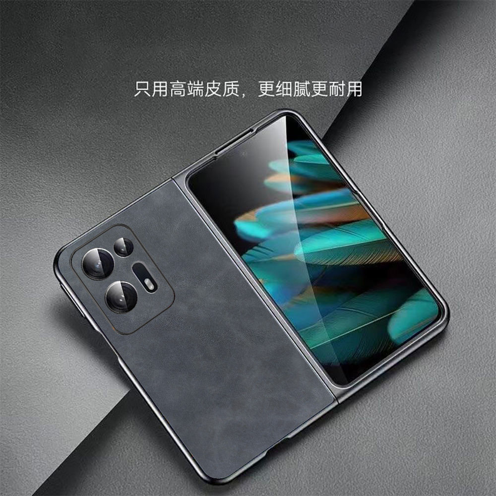 适用OPPOFindN2手机壳分体左右折叠镜头全包创意findn3轻奢商务纹OPPO翻盖高级男女简约羊巴皮FindN超薄新款