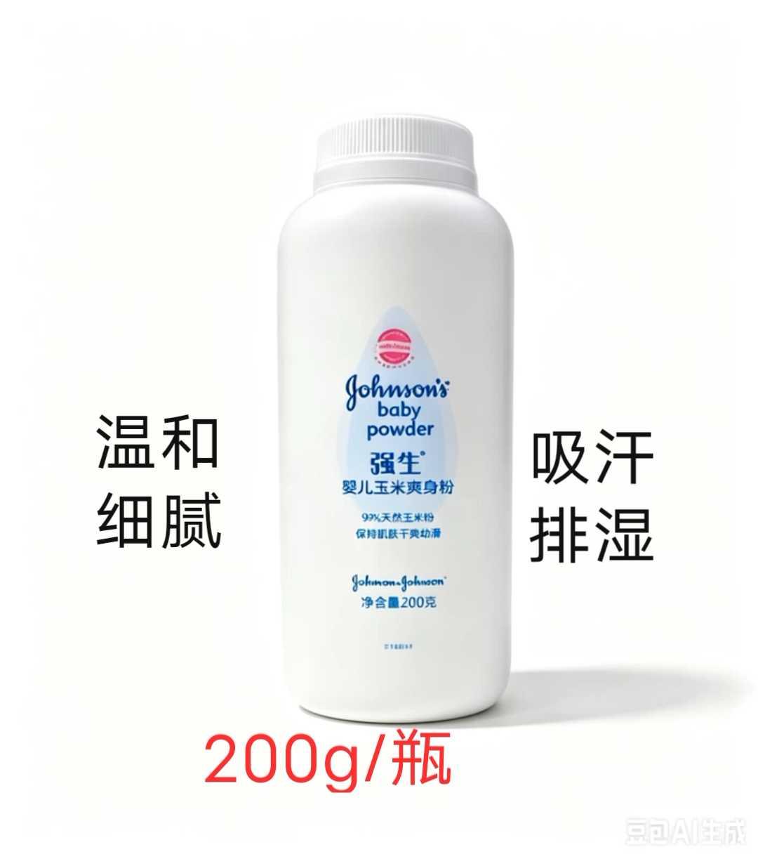 强生婴儿玉米爽身粉200g新生爽身粉 /痱子粉/爽