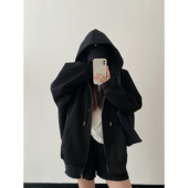 sun柚 外套春秋重磅上衣服 卫衣开衫 店主挚爱 慵懒风宽松连帽长袖