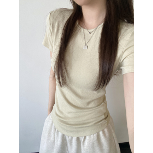 tee 正肩T恤大弹力显瘦圆领大U领短袖 sun柚 春夏升级2.0糯叽叽