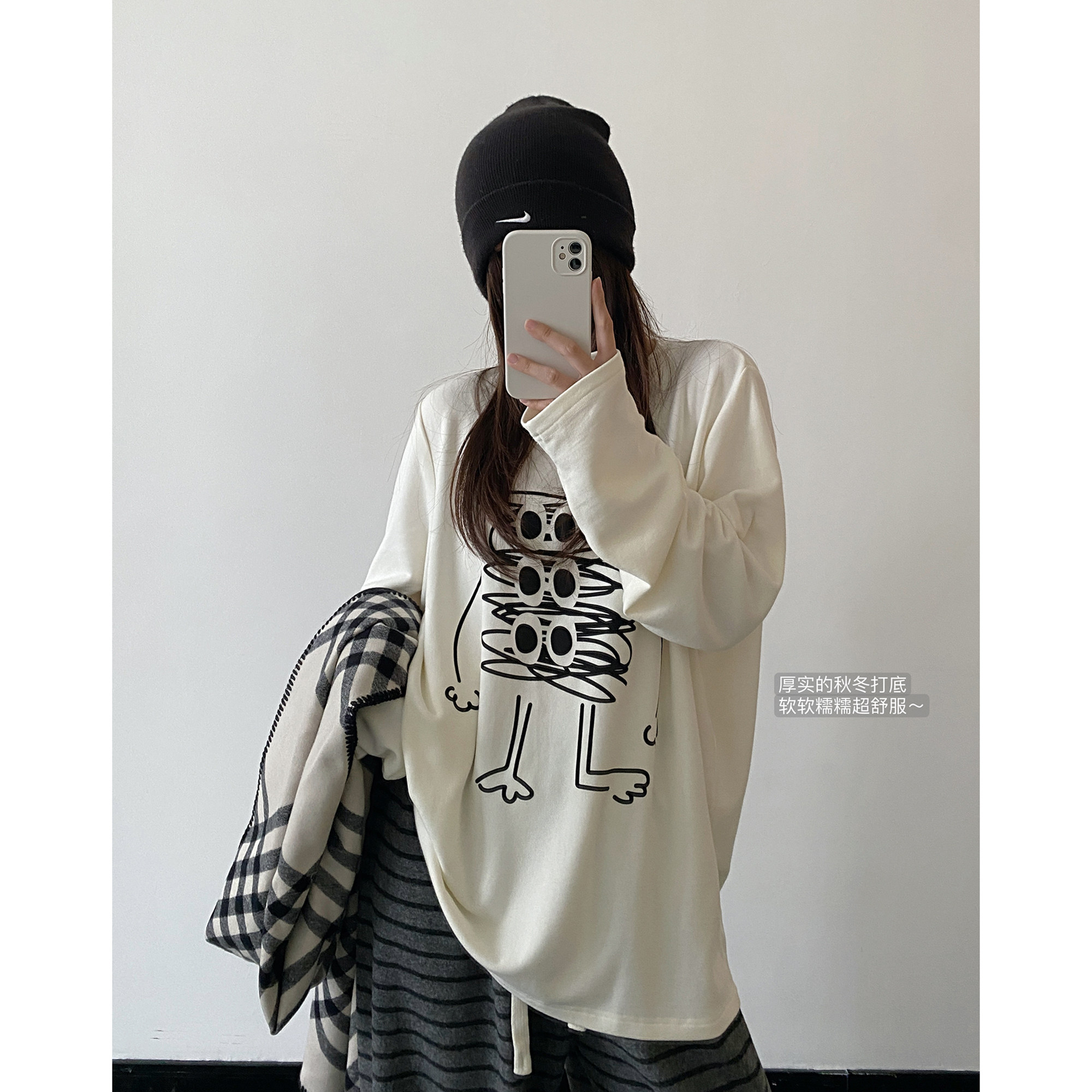 卡通印花图案设计感休闲上衣打底