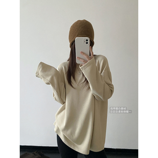 sun柚温暖底牌 300g蛋白姜绒长袖打底衫2025秋冬中长白色内搭上衣