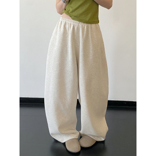 子 长裤 sun柚 黑莓芙芙&320g毛圈复合牛奶丝高腰慵懒松弛香蕉卫裤