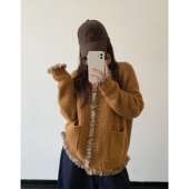 sun柚 许愿森林 vintage复古浪漫圈圈纱线手工毛边慵懒毛衣秋冬女