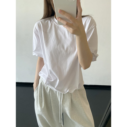 圆领打底短袖纯色内搭T恤女