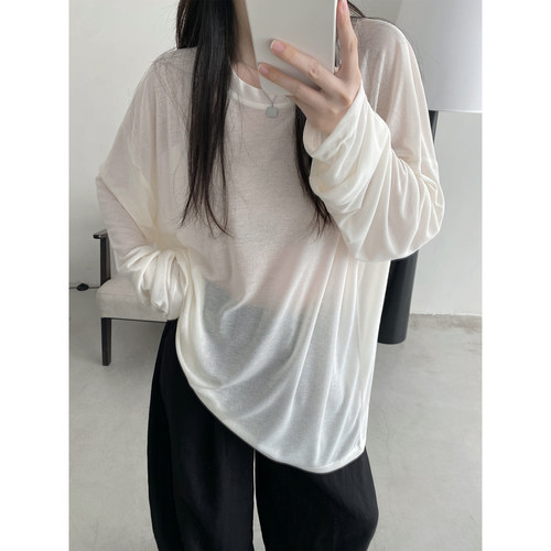 T恤天丝宽松显瘦防晒长袖上衣女