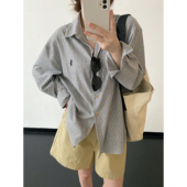 条纹衬衫 法式 女款 sun柚 新款 春夏季 上衣高智感宽松巨好看 衬衣