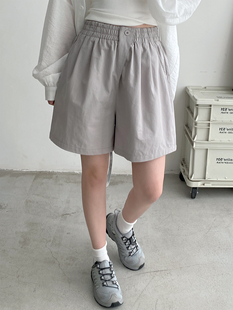 女松紧高腰一粒扣休闲五分中裤 宽松显瘦慵懒感阔腿短裤 清仓价