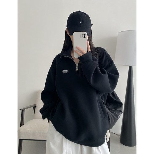 半拉链卫衣外套韩系简约休闲上衣