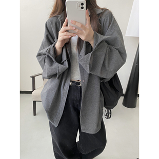 sun柚 加厚柔软磨毛衬衫超大宽松显瘦长袖休闲衬衫外套女秋冬外穿