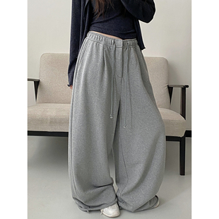 女运动裤 休闲裤 松弛感超绝松弛感400g水洗抽绳宽松重工卫裤 sun柚