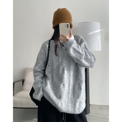 毛衣女秋冬慵懒感加厚针织外套