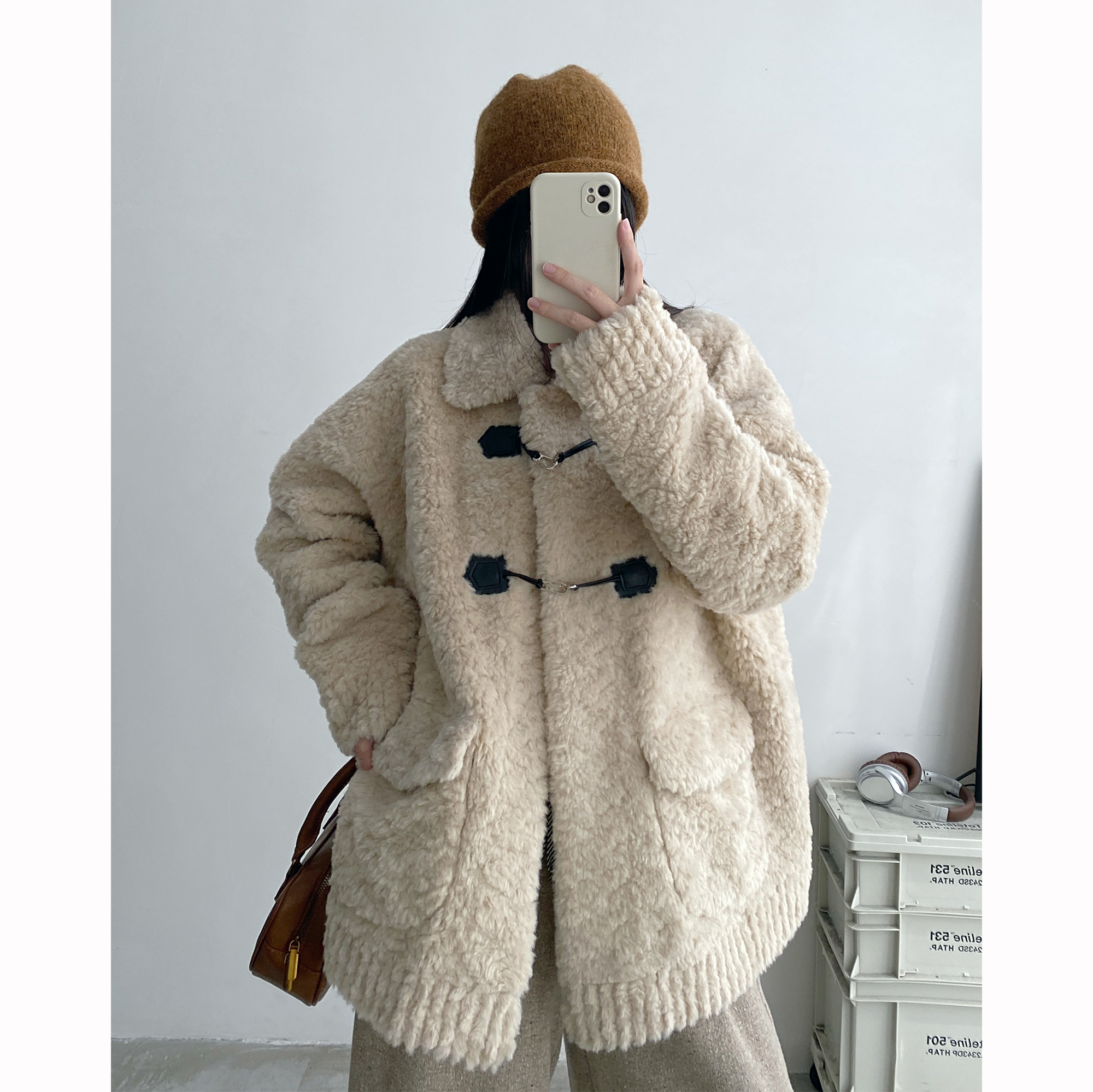 显瘦毛外套女秋冬季毛呢厚可爱甜