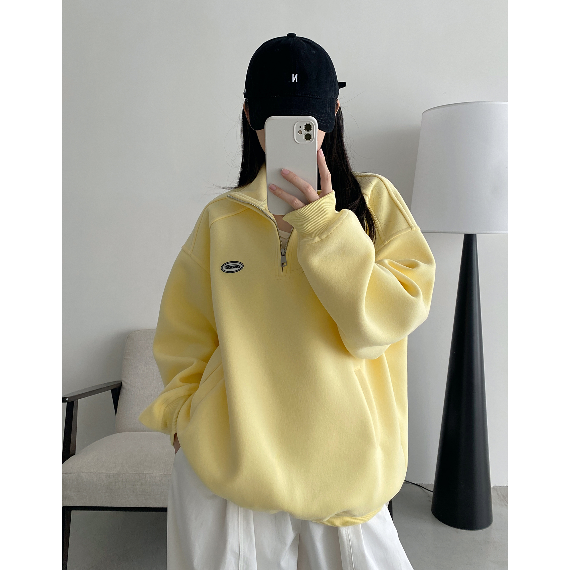 半拉链卫衣外套韩系简约休闲上衣