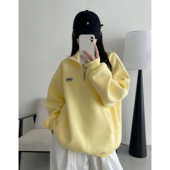 sun柚 「慵懒tag」半拉链卫衣外套韩系简约polo立领休闲套头上衣