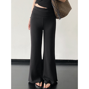 长裤 sun柚 休闲裤 折叠翻边腰舒适感拉满显瘦微喇裤 女 升级2.0yoga