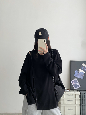 春秋季长袖T恤女显瘦宽松薄卫衣